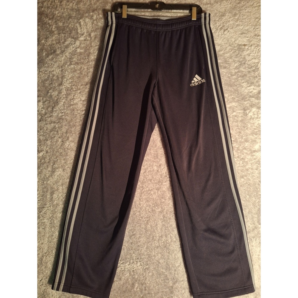 Adidas Track Pants Athletic Training Joggers Three Stripe Black Mens M